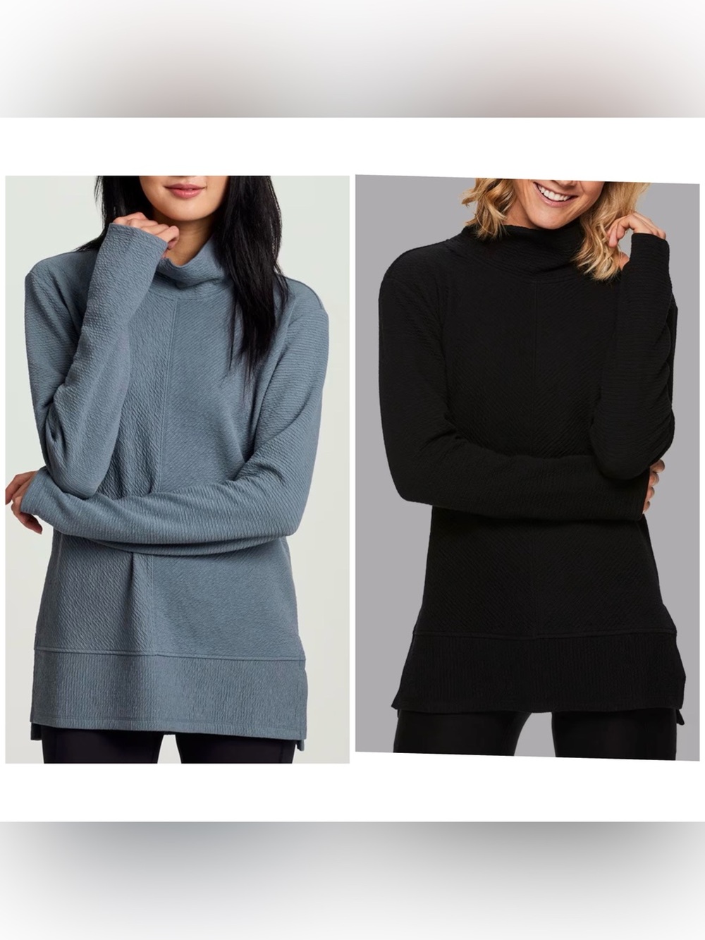 RBX Studio Jacquard Mock Neck Pullover in Black and Blue Grey Size 2X